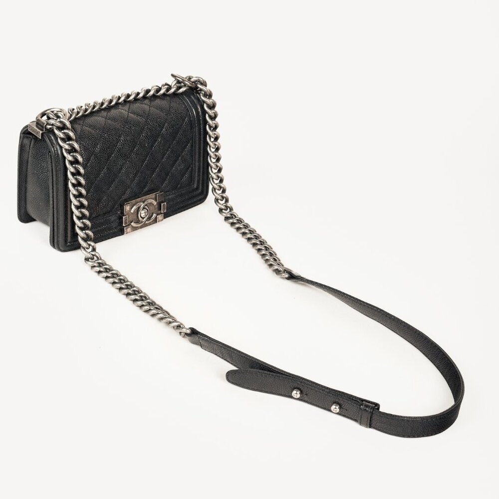 Chanel Small Boy Black Caviar Quilted Shoulder Bag - Picture 6 of 12